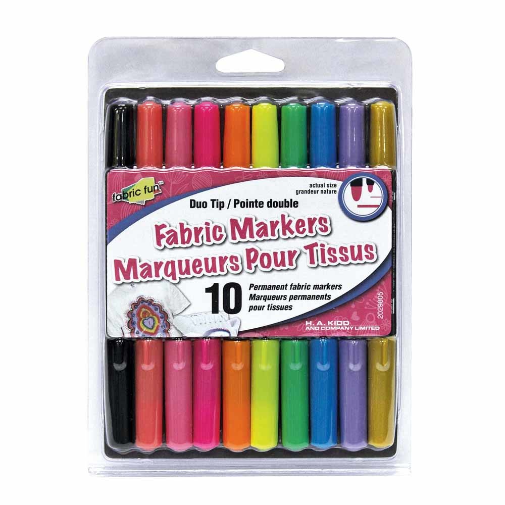 Fabric fun Fabric Fun marqueur à 2 pointes pour tissu, couleurs vives - 10 mcx
