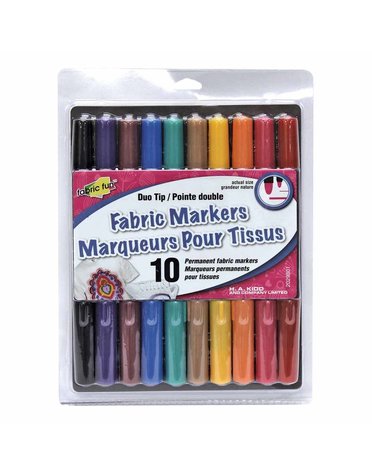 Fabric fun Fabric Fun marqueur à 2 pointes pour tissu, couleurs primaires - 10 mcx