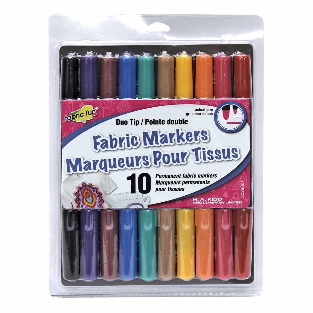 Fabric fun Fabric Fun fabric marker 2-tips primary colours - 10 pcs