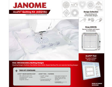 Janome Cerceau et logiciel Janome acufil quilt kit pour MC