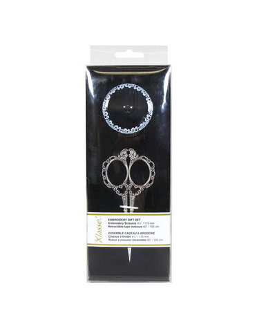  Klasse Black Embroidery Scissor and Tape Measure Gift Set