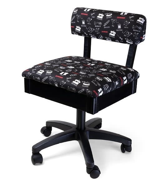 Janome Black swivel chair with Janome fabric