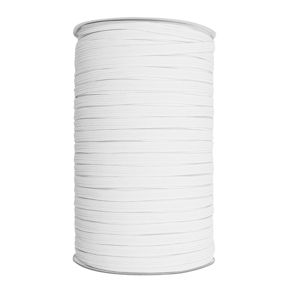 Unique Unique Braided elastic 6mm x 200m roll - white