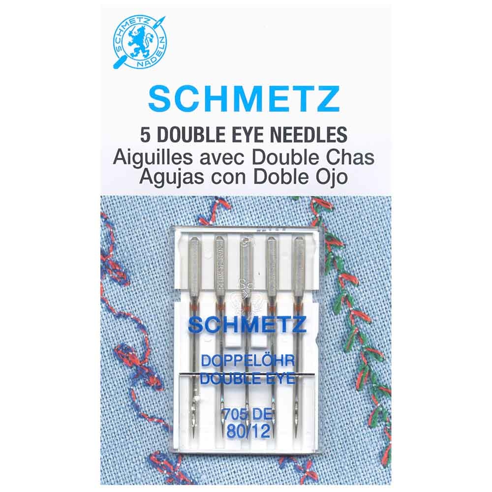 Schmetz Schmetz #1822 double eye needles carded - 80/12 - 5 count