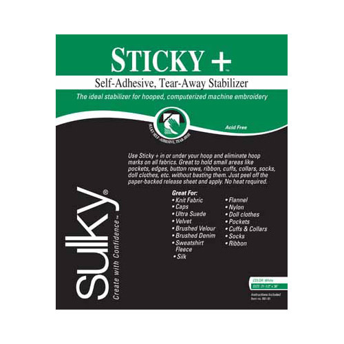Sulky Sulky sticky + tear-away - white - 50 x 91cm pkg (20″ x 36″)