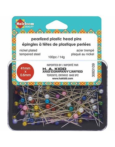 Heirloom Heirloom extra long pearlized plastic head pins - assorted colours - 41mm (15⁄8″)