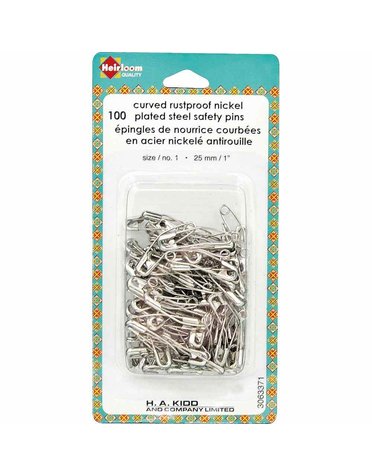 Heirloom Heirloom curved safety pins - 25mm (1″) Size 1 - 100pcs