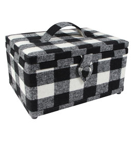 Vivace VIVACE Medium Sewing Basket - White and Black Plaid - 25 x 19 x 15cm (10" x 7 1/2" x 5 3/4")