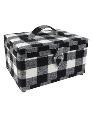 Vivace Vivace medium sewing basket - white and black plaid - 25 x 19 x 15cm (10" x 7 1/2" x 5 3/4")