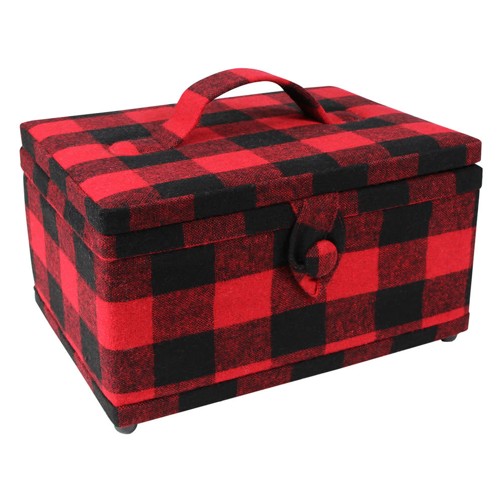 Vivace Vivace medium sewing basket - red and black plaid - 25 x 19 x 15cm (10" x 7 1/2" x 5 3/4")