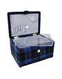 Vivace Vivace medium sewing basket - blue and black plaid - 25 x 19 x 15cm (10" x 7 1/2" x 5 3/4")