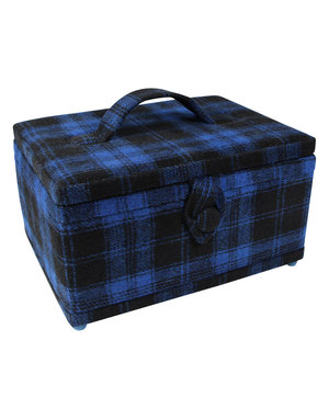 Vivace Vivace medium sewing basket - blue and black plaid - 25 x 19 x 15cm (10" x 7 1/2" x 5 3/4")