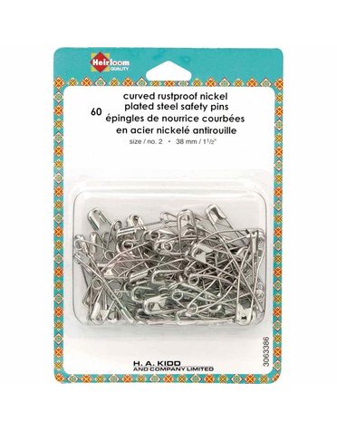 Heirloom Heirloom curved safety pins - 38mm (11⁄2″) Size 2 - 60pcs