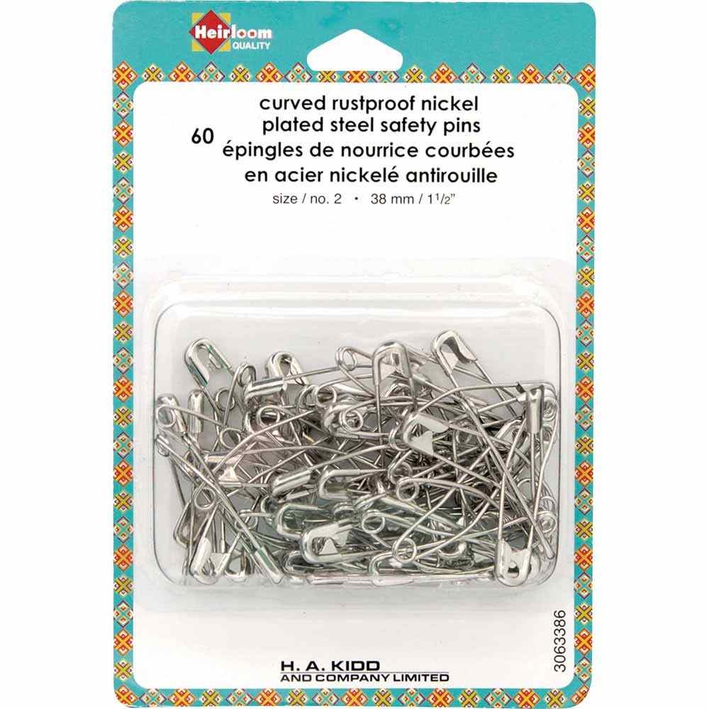 Heirloom Heirloom curved safety pins - 38mm (11⁄2″) Size 2 - 60pcs