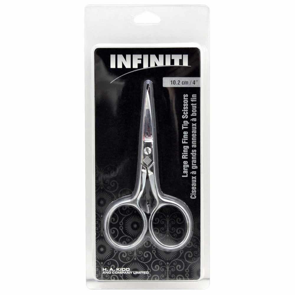Infinity Infiniti large ring fine tip forged steel scissors - 4″ (10.2cm)