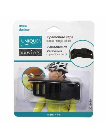 Unique Unique sewing attache de parachute clip rapide courbé - plastique - 15mm (5⁄8po) - noir - 2 mcx