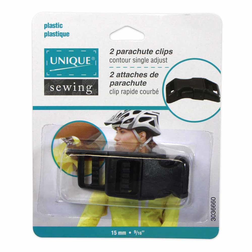 Unique Unique sewing contoured parachute buckle - plastic - 15mm (5⁄8″) - black - 2 pcs
