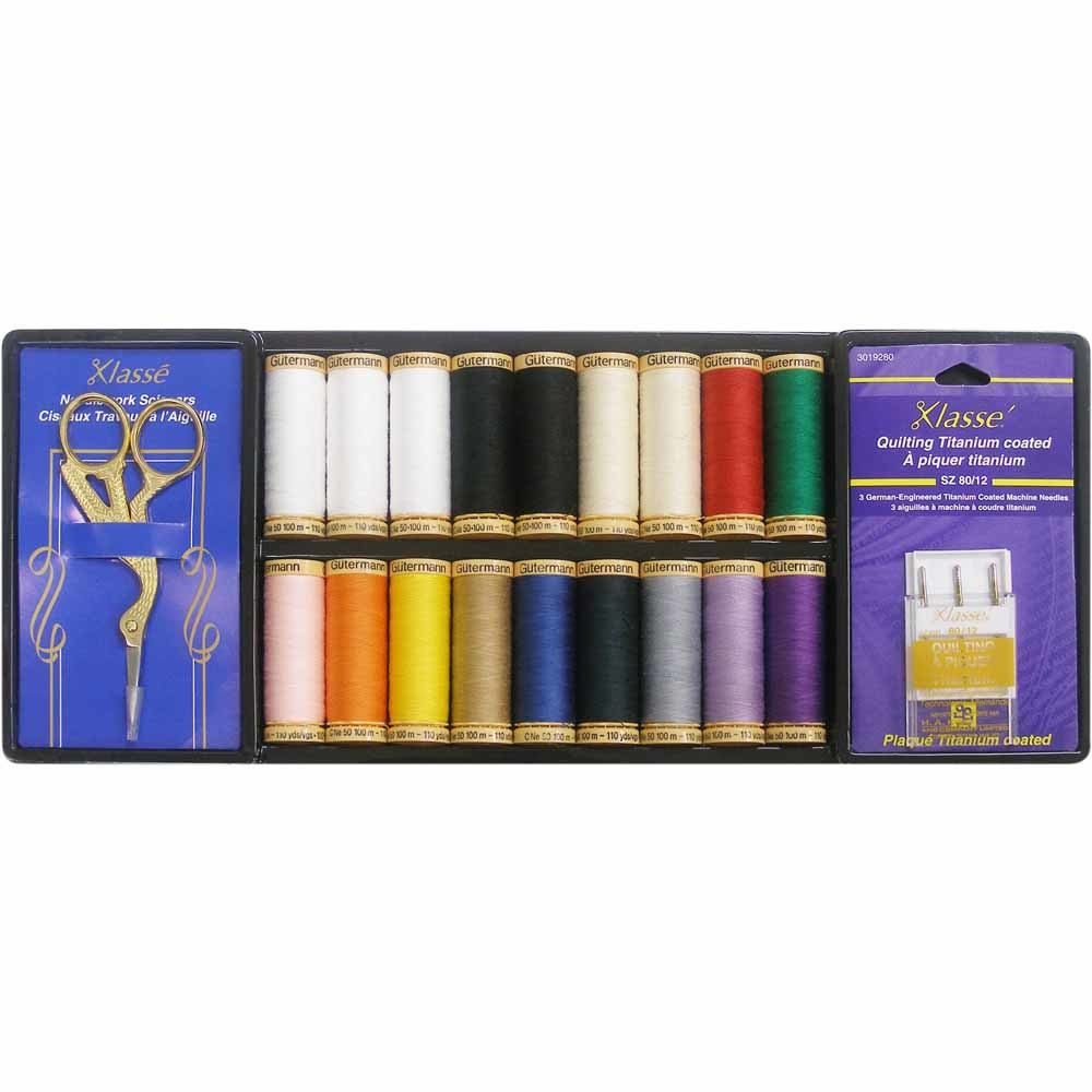 Gütermann Gütermann 100% cotton Thread and Klasse accessories starter pack for Quilting (18 spools)