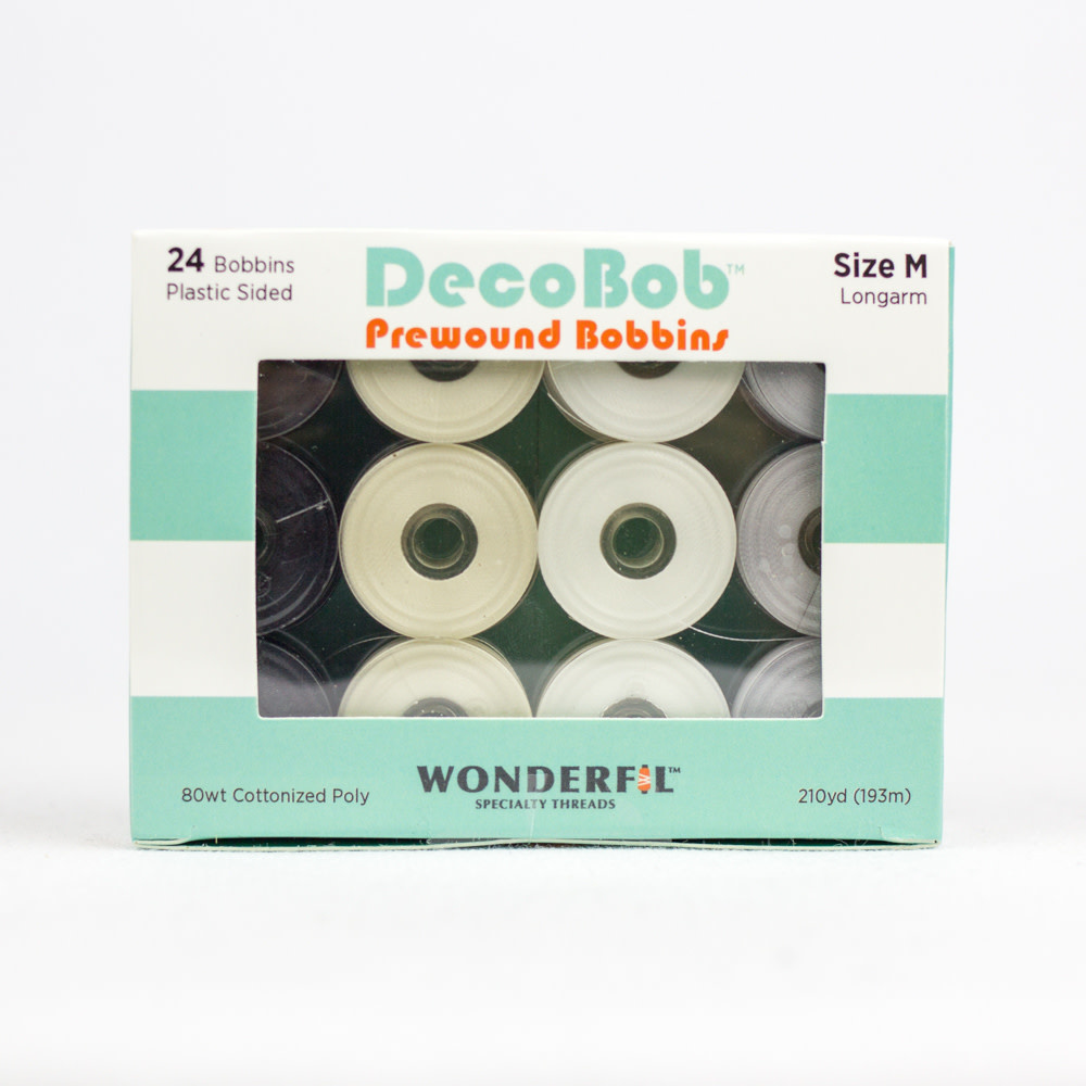 WonderFil DecoBob Prewound Decobob bobbins size M neutral colours 200m (24 bobbins)