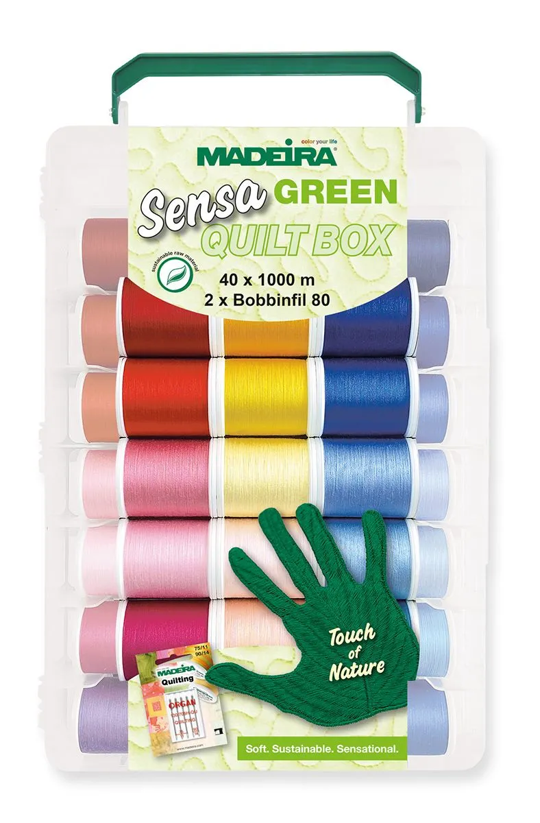 Madeira Madeira Sensa Green Softbox quilting thread pack 1000m (40 spools) and Bobbinfil 80 (2 spools)