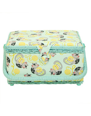 Vivace DISC VIVACE Panier à couture moyen - Chat/balle - 25 x 19 x 15cm (10 x 7 1/2 x 5 3/4po)