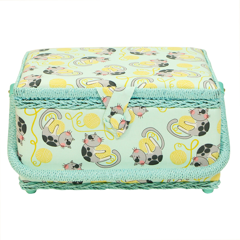 Vivace DISC VIVACE Panier à couture moyen - Chat/balle - 25 x 19 x 15cm (10 x 7 1/2 x 5 3/4po)