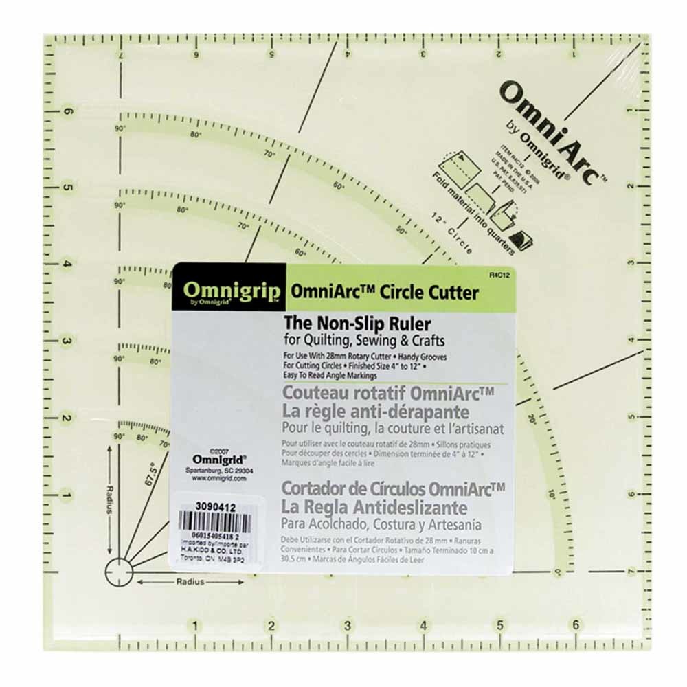 Omnigrid OMNIGRIP OmniArcTM Circle Cutter Ruler - 8″ x 8″ (20.3 x 20.3cm)