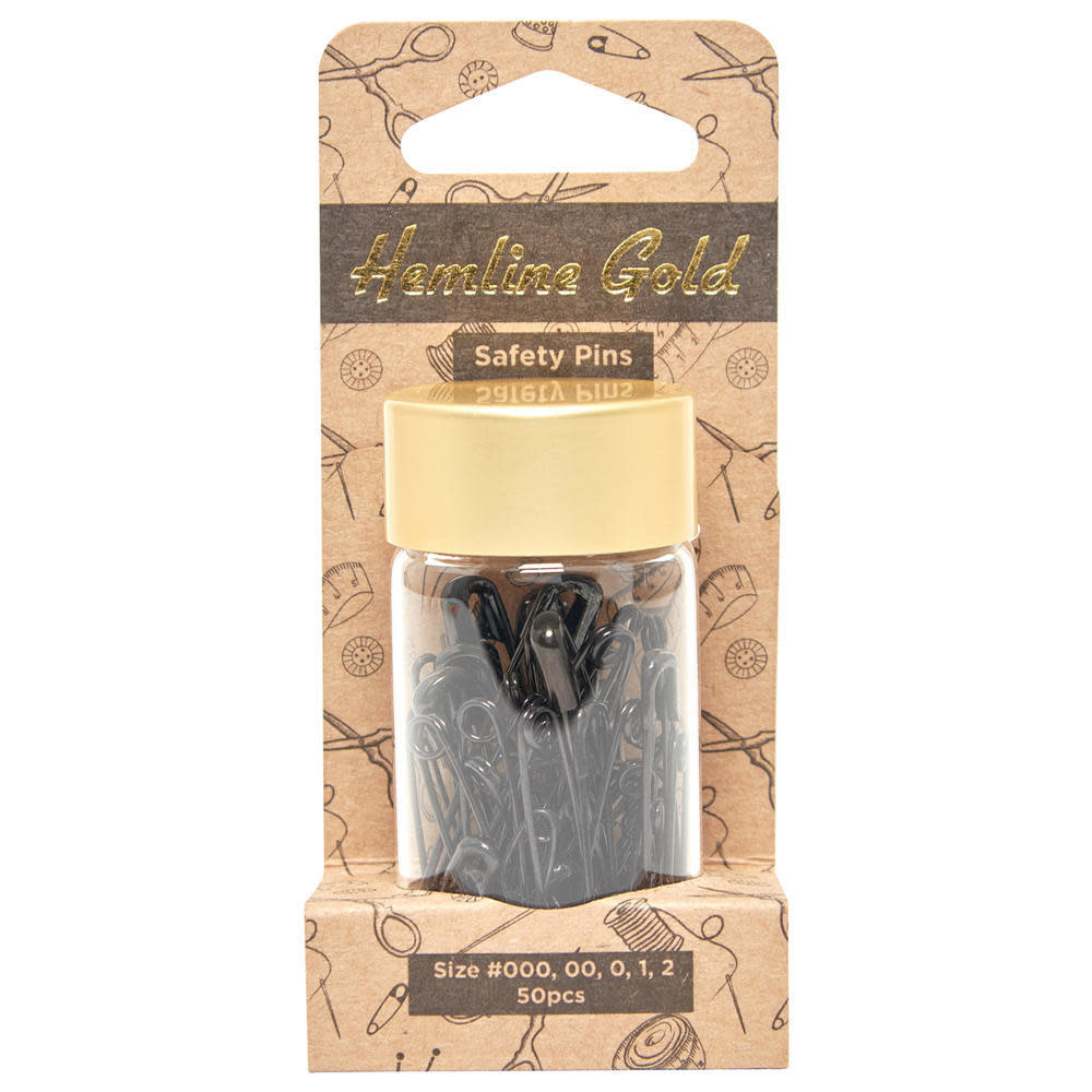 Hemline Gold HEMLINE GOLD Safety Pins (Black)