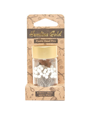 Hemline Gold HEMLINE GOLD Plastic Headed Pins (White)