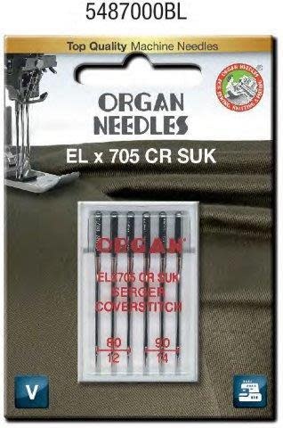 Organ Organ ELX705 chrome overlock needle assorted sizes 12-14