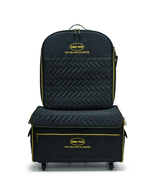 Baby Lock DISC Baby Lock Valise XL avec  valise pour module de broderie- Noir matelassé avec logo et composantes dorées