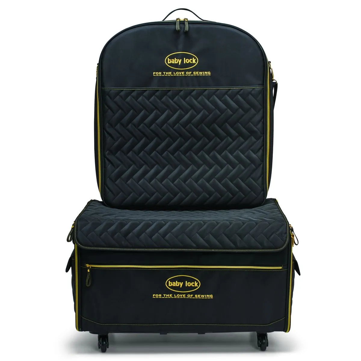 Baby Lock Baby Lock Valise XL avec  valise pour module de broderie- Noir matelassé avec logo et composantes dorées