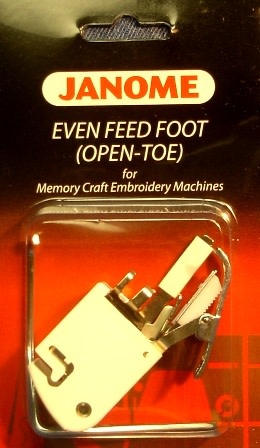 Janome Janome Eevenfeed foot w/guide open toe