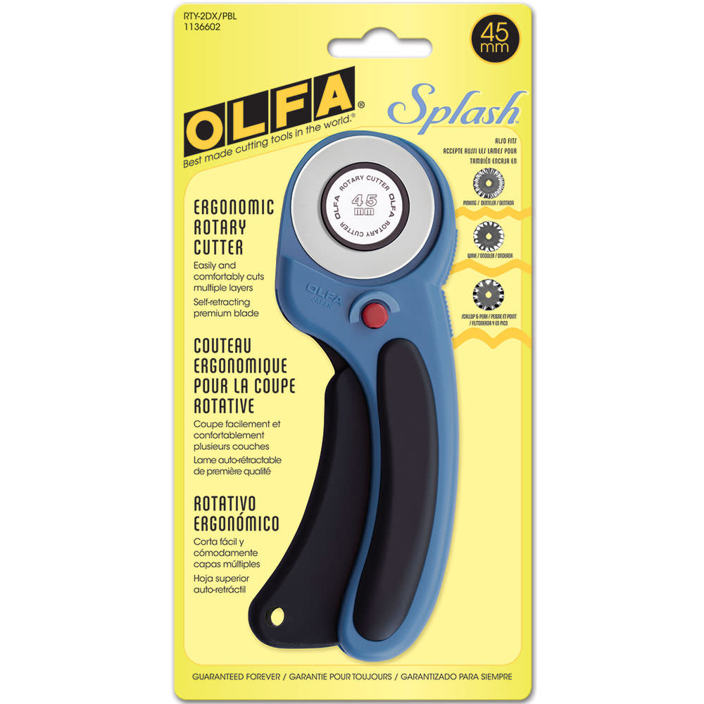 Olfa DISC OLFA RTY-2DX/PBL - Couteau rotatif à poignée ergonomique Deluxe de 45mm - bleu Pacific