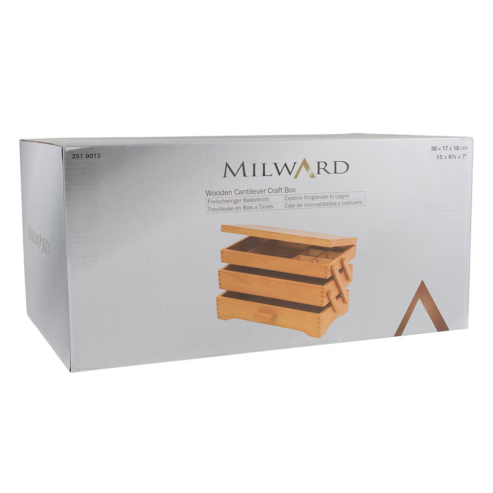 MILWARD MILWARD 3-Tier Cantilever Wooden Sewing Box - Pine Wood