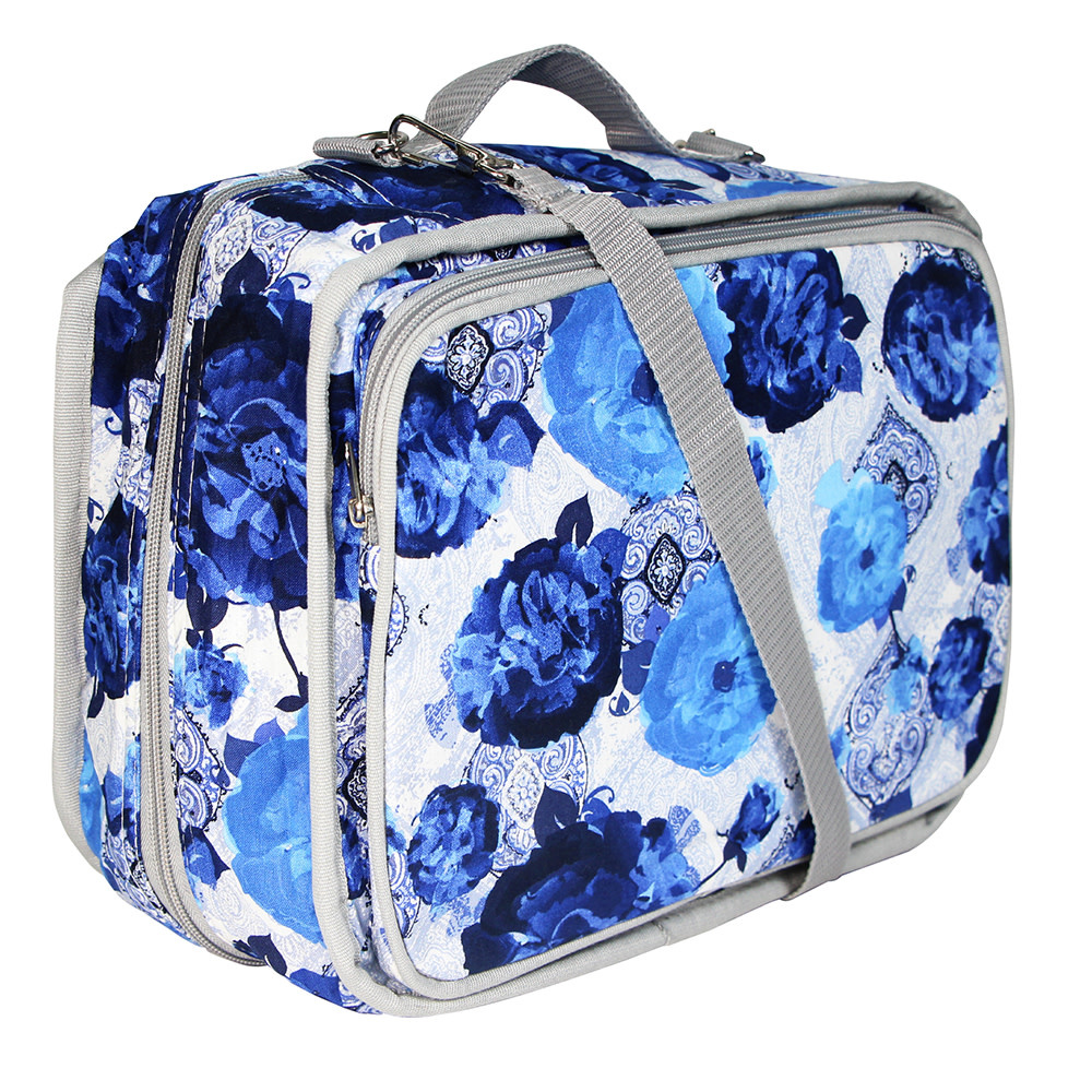 Vivace Fourre-tout d'accessoires d'artisanat VIVACE - floral bleu - 33 x 25 x 13cm (13″ x 10″ x 5″)