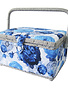 Vivace VIVACE Medium Sewing Basket - Blue Floral - 25 cm x 19 cm x 15 cm (10 x 7 1/2 x 5 3/4)