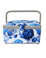 Vivace VIVACE Medium Sewing Basket - Blue Floral - 25 cm x 19 cm x 15 cm (10 x 7 1/2 x 5 3/4)