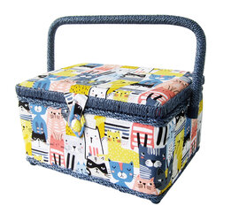Boîte à couture 20x20x11cm fleurs vintage