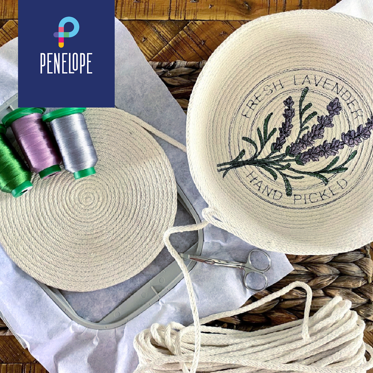Pénélope Embroidery workshop - Embroidered rope bowl
