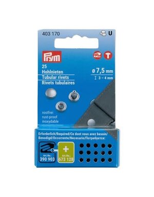Prym Prym rivets tubulaires, 7.5mm,  paquet de 25