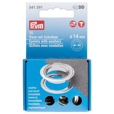 Prym Prym eyelets with washers 14mm silver 15 pc