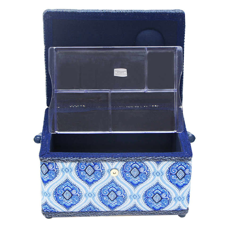 Vivace VIVACE Medium Sewing Basket - Blue - 25 cm x 19 cm x 15 cm (10" x 7 1/2" x 5 3/4")