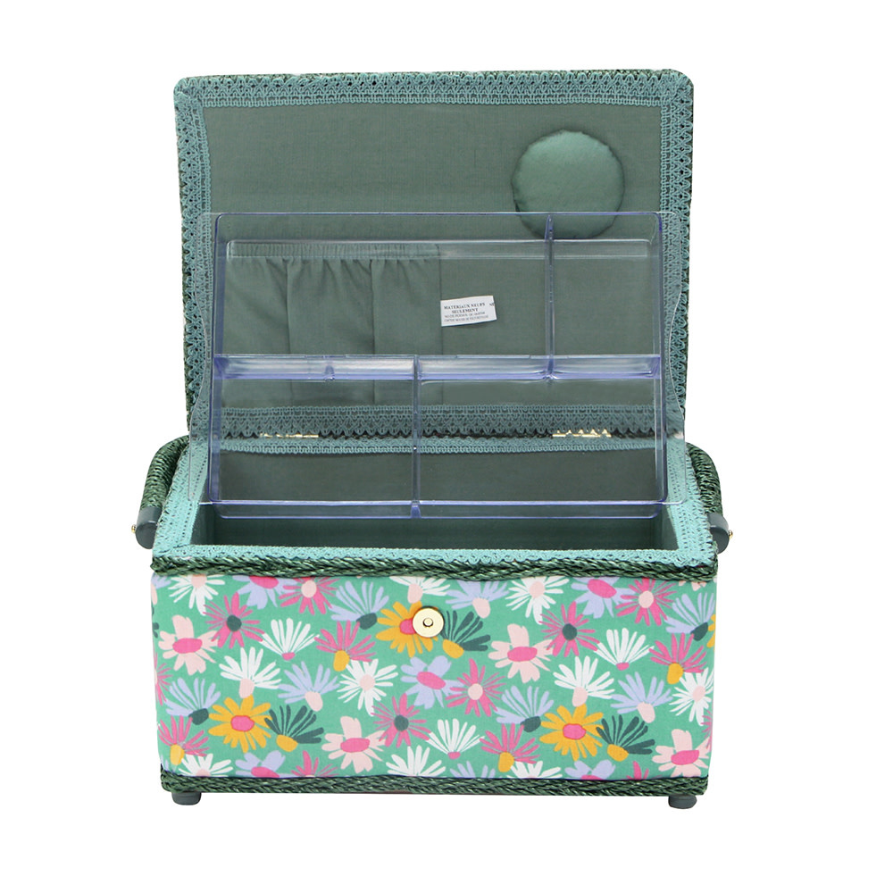 Vivace VIVACE Panier à couture moyen - Marguerite - 25 cm x 19 cm x 15 cm (10" x 7 1/2" x 5 3/4")