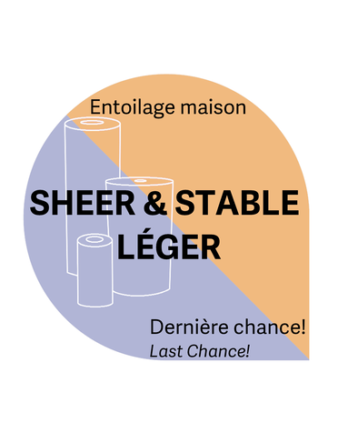 Générique Sheer & Stable blanc fusible léger 8po x 5 vrg  entoilage maison