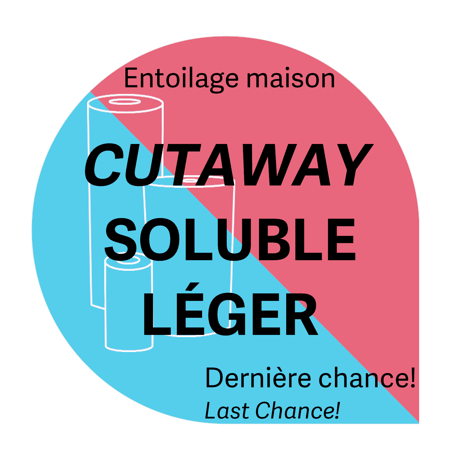 Générique Cut Away soluble mince 8po x 11 vrg entoilage maison