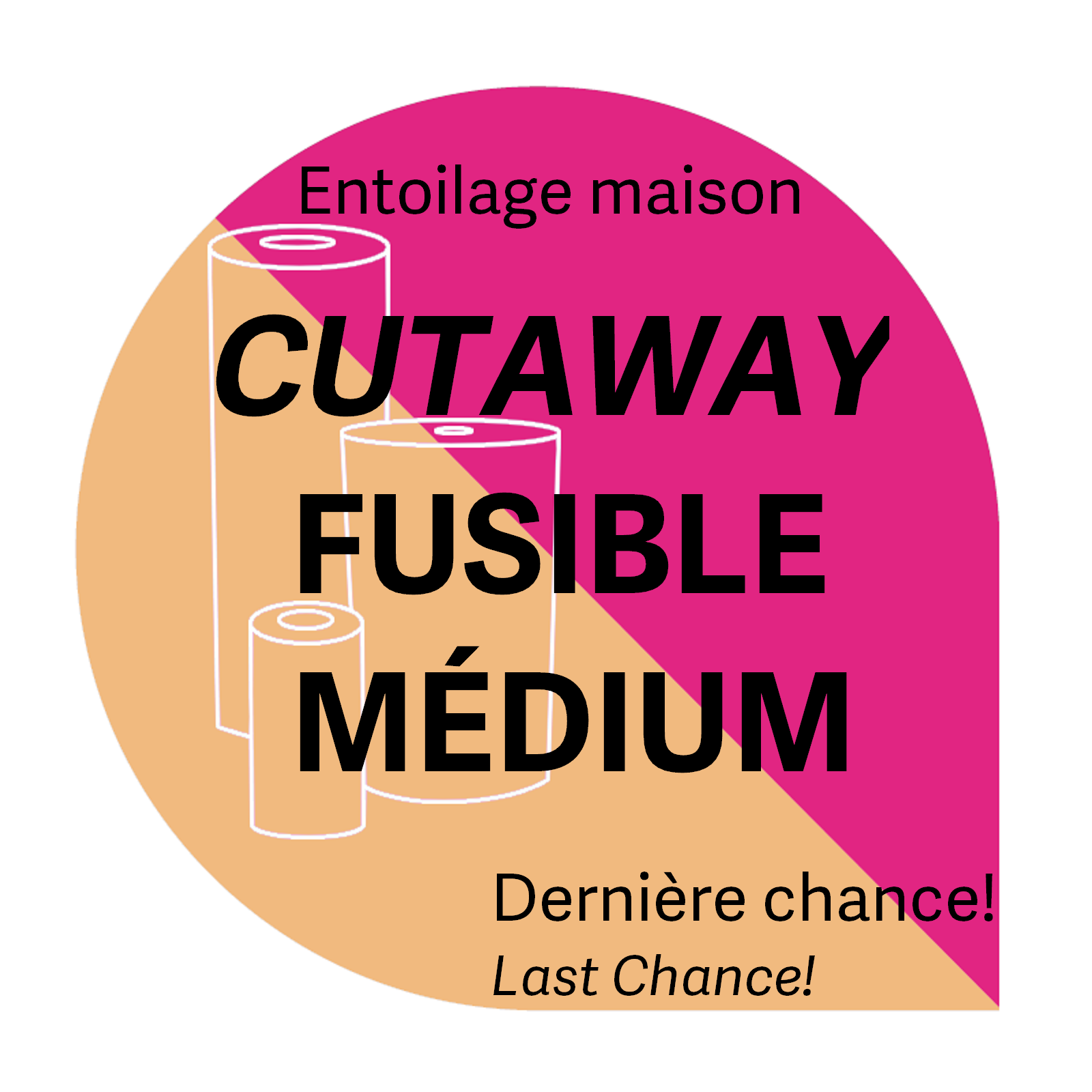 Générique Cut Away blanc médium fusible 8po x 5 vrg  entoilage maison