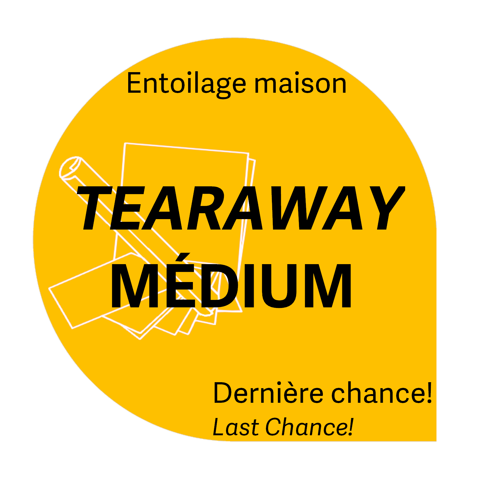 Générique Tear-Away médium noir déchirable 7.5 à 8x7.5 à 8po 1.5oz (50 feuilles) entoilage maison
