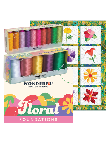 WonderFil Floral foundations thread kit 5 decobob 8 konfetti/tutti 2 spagetti (15 spools)