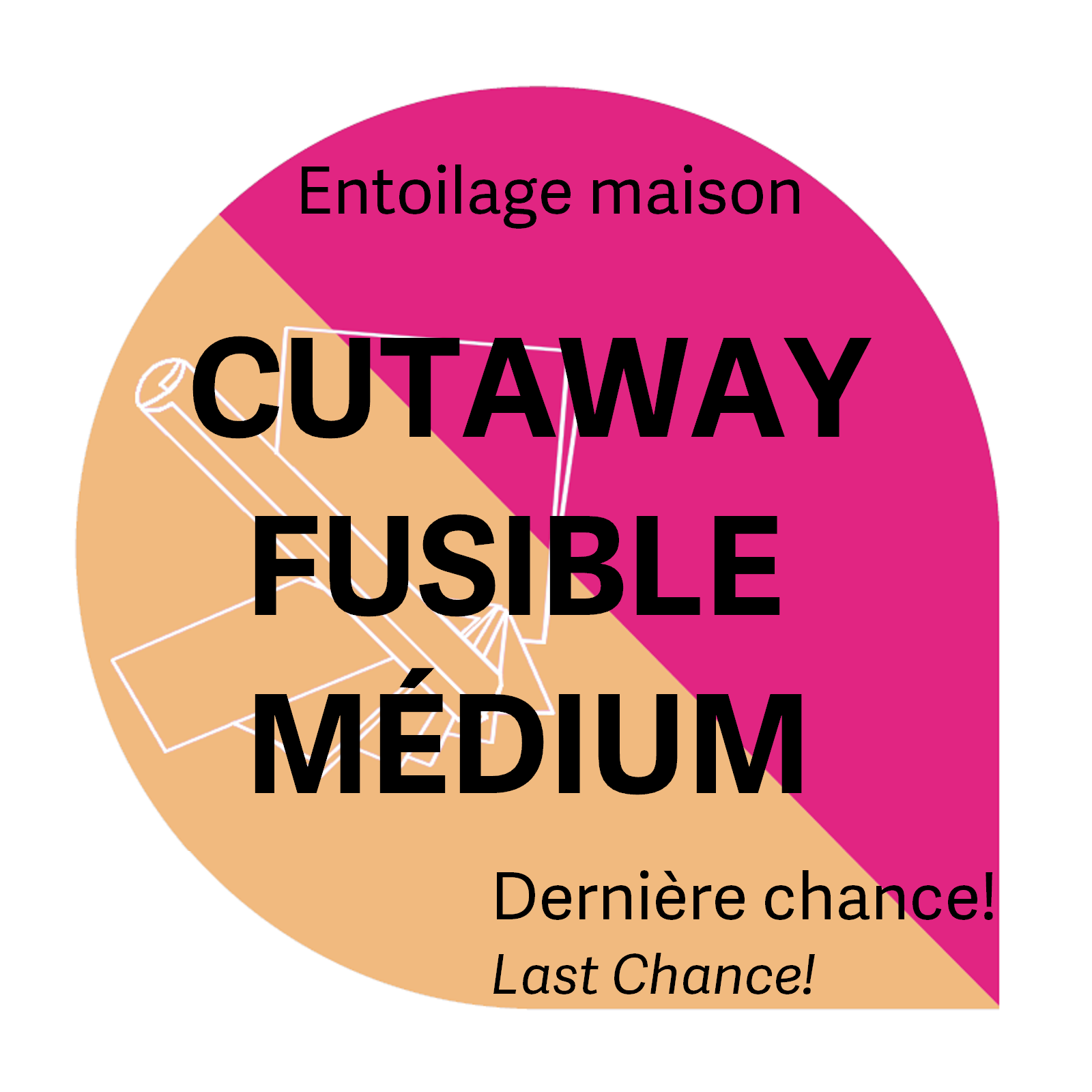 Générique Cut Away blanc fusible médium 3.7oz 7.5-8 x 7.5-8po (20 feuilles) entoilage maison